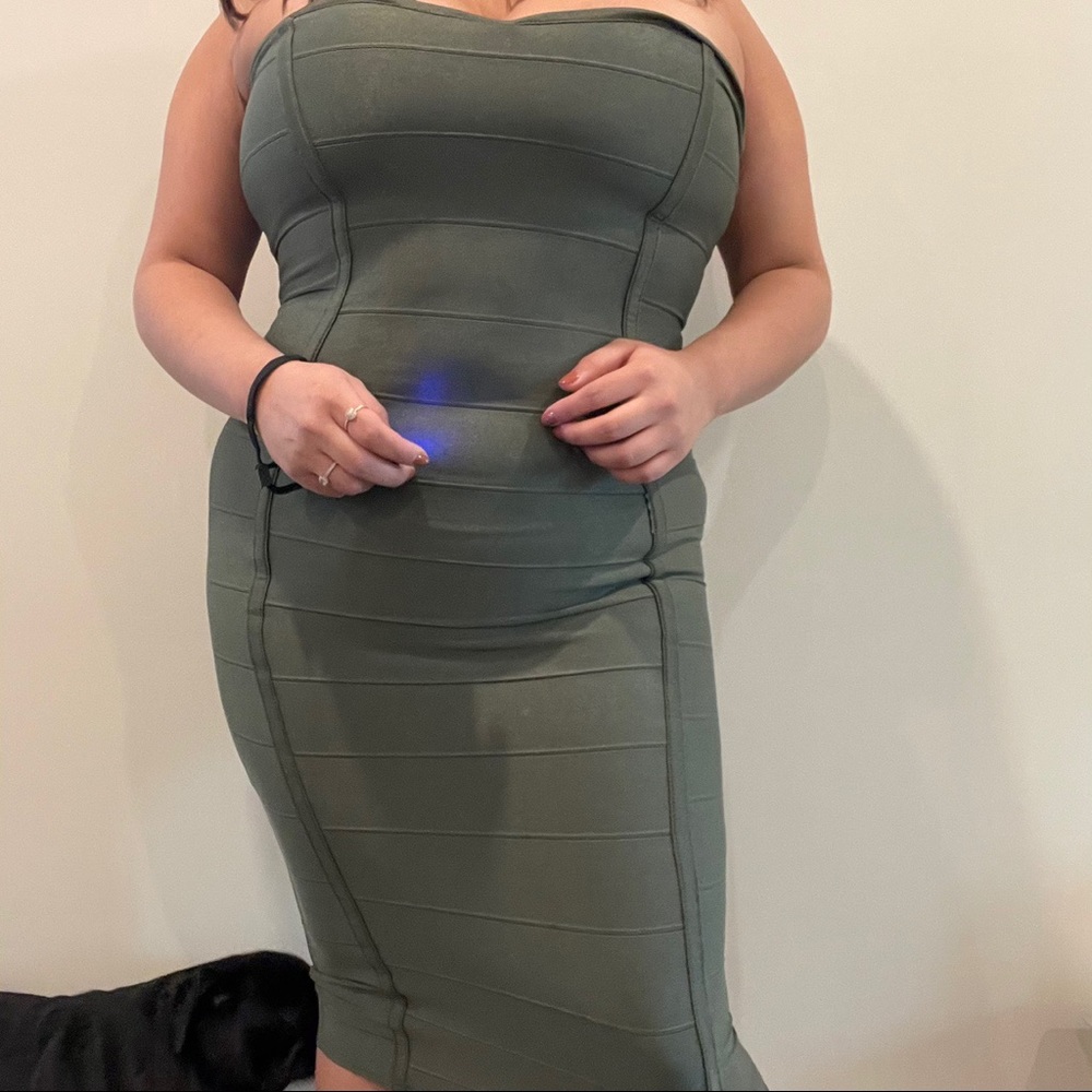 Strapless green maxi dress